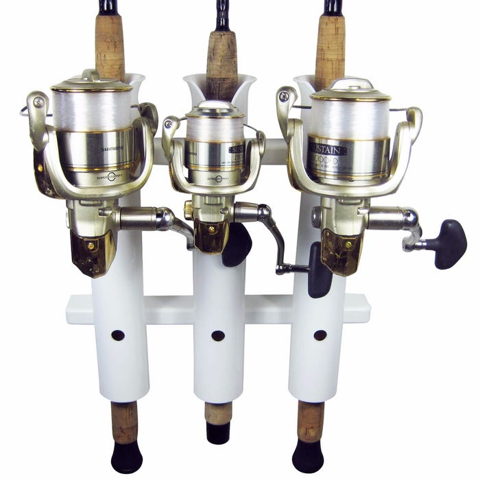3 Rod Compact Fishing Rod Holder Rack White 3 Rod Compact Fishing Rod Holder Rack White
