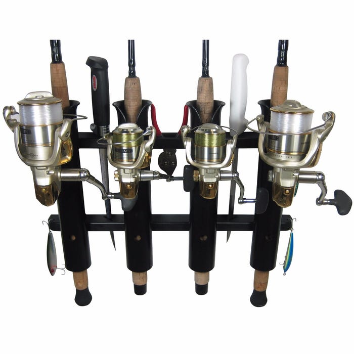 4 Rod Deluxe Fishing Rod Holder Rack Black 4 Rod Deluxe Fishing Rod Holder Rack Black