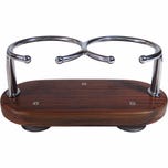 Double Stainless Steel Boat Drink Holder with Suction Cups - Teak