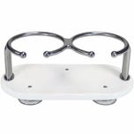 Double Stainless Steel Boat Drink Holder with Suction Cups - White
