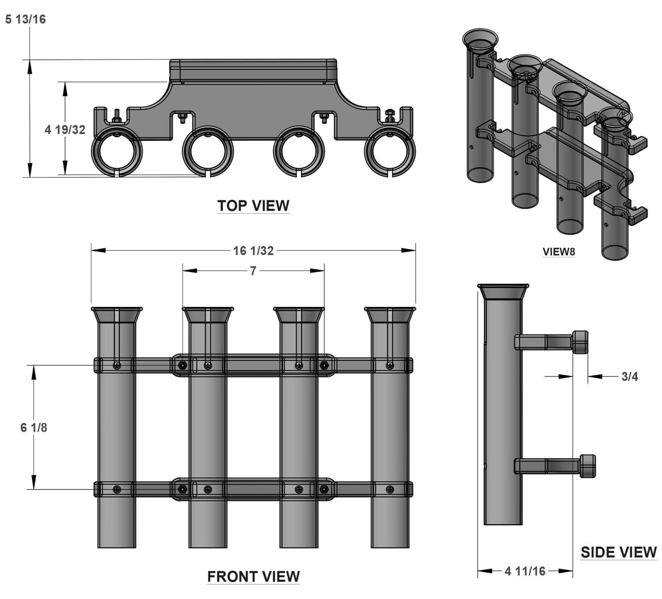 Dock Cart Rod Holder Rack