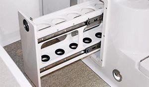 custom drawer unit holding wine bottles on boat