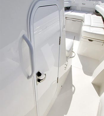 Acrylic console door installed to the side of a center console