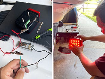 Wiring harness to install new LED lights on a bass boat trailer