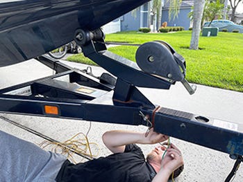 Adjusting the wiring harness before replacing old bass boat trailer lights with LED lights