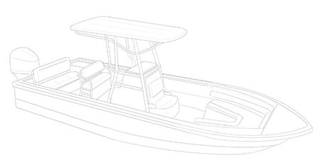 drawing sketch of a center console boat