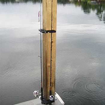 Rod holder storage solution added to a dock piling