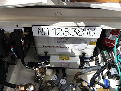 coast guard documentation board installed into the bilge of a boat