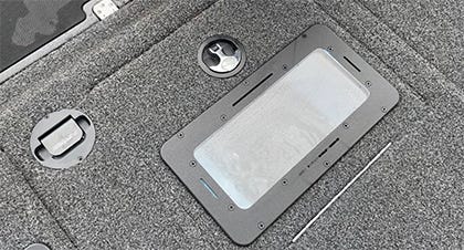 new livewell viewport installed to a bass boat livewell for fishing convenience