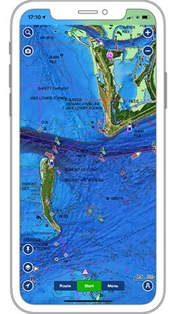 Navionics app allows you to create routes while underway