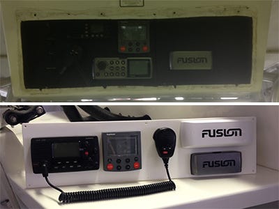 before and after picture of starboard dash panel upgrade