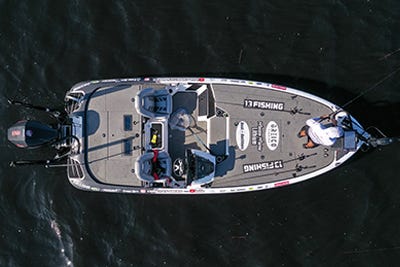 drone view of pro bass boat