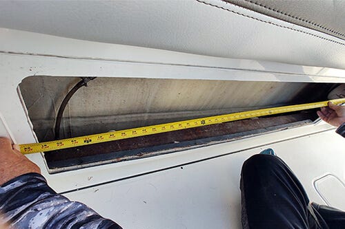 They emailed the width, height and depth of the mounting cutout and were soon connected with Eddie, a Boat Outfitters project manager.