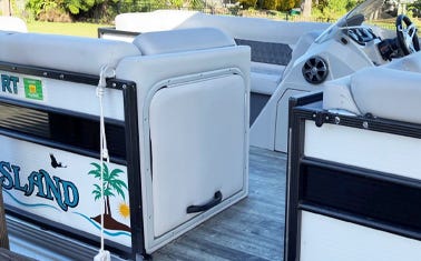 image of changing the pull-out changing station on a pontoon boat