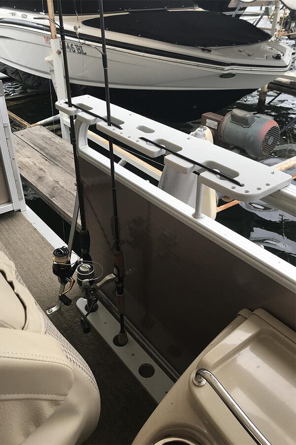 Example of how to use our fishing rod holders on a pontoon boat.